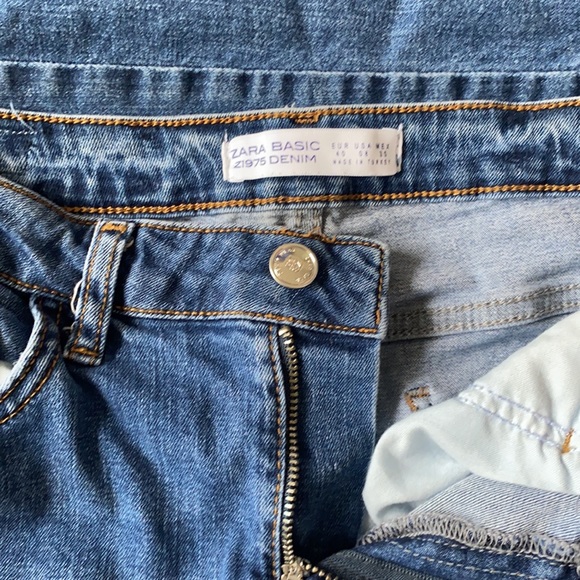 Zara Basic Z1975 Jeans Painted Beaded Flowers - Picture 8 of 11